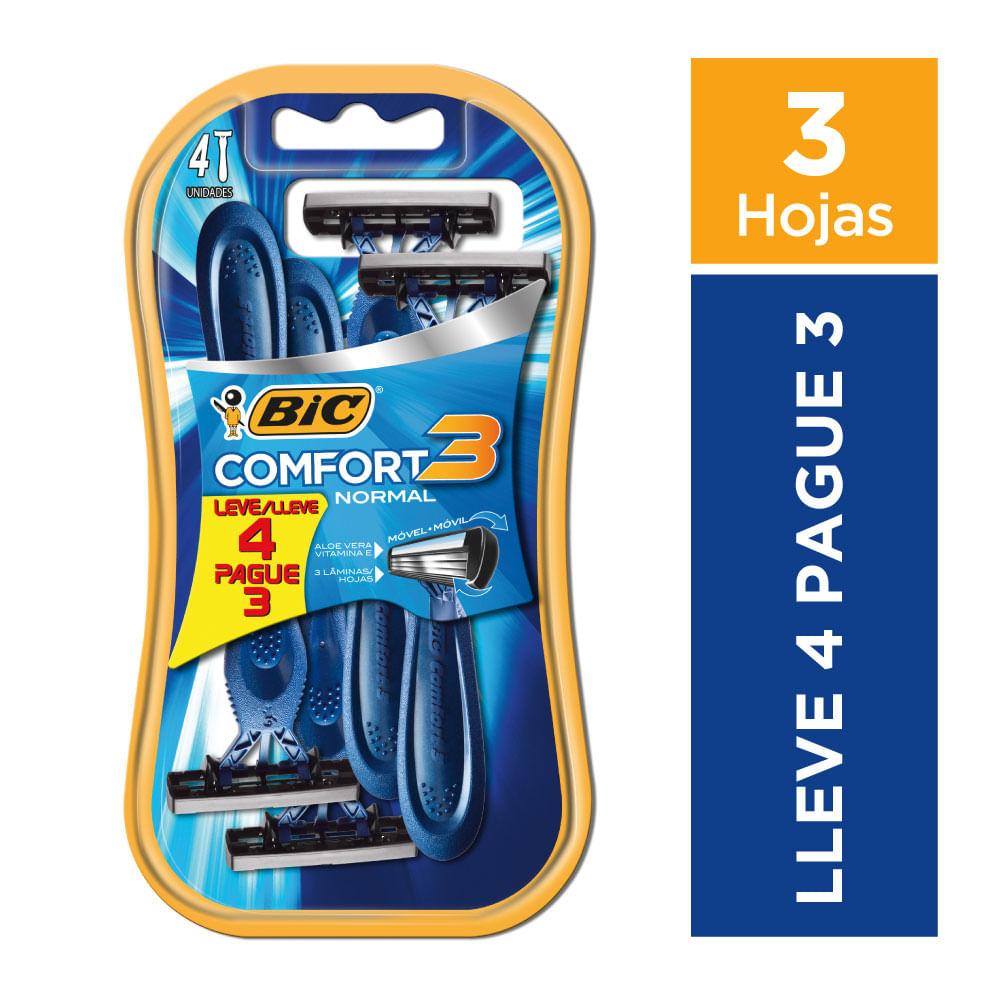 Máquina de afeitar Bic desechable confort 3 advance 4 uni - imagen del producto