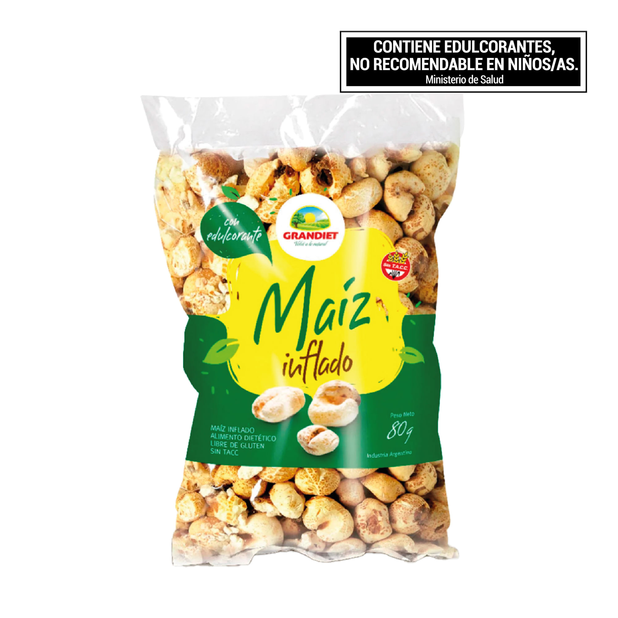 Maíz inflado Grandiet edulcorante sin azúcar 80 g. - imagen del producto