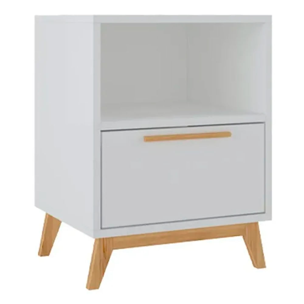 Mesa De Luz Blanco Con Cajón Blanco - imagen del producto