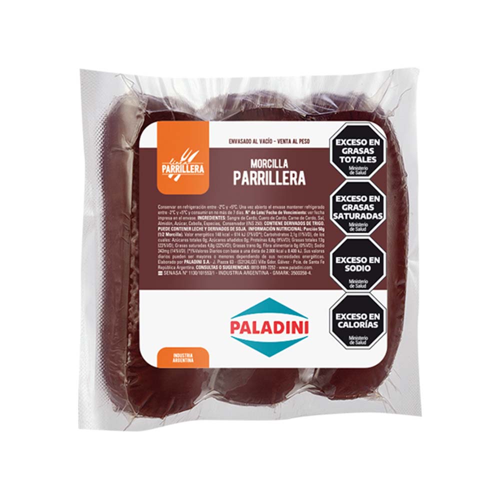Morcilla Parrillera Envasadaal Vacio - X 3 U - X Kg -paladini - imagen del producto