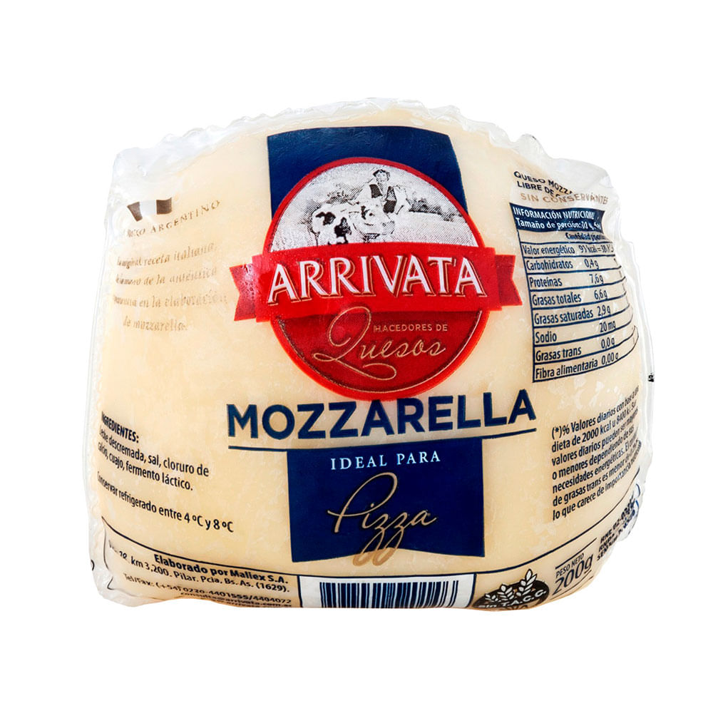 Mozzarella Arrivata Ideal Para Pizza 200 Gr - imagen del producto