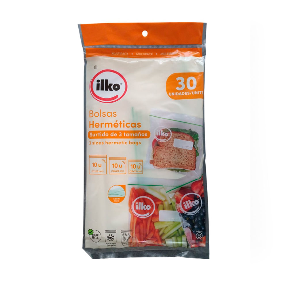 Bolsas Herméticas Ilko 3 Tamaños 30 U - imagen del producto