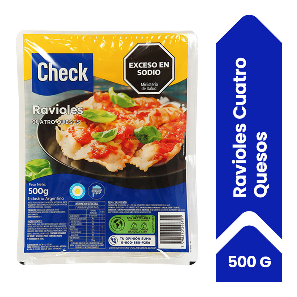 Ravioles Check Cuatro Quesos 500 G - imagen del producto