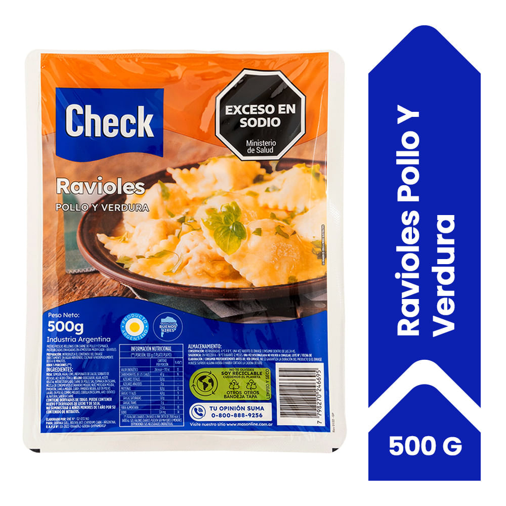 Ravioles Check De Pollo Y Verdura 500 G - imagen del producto