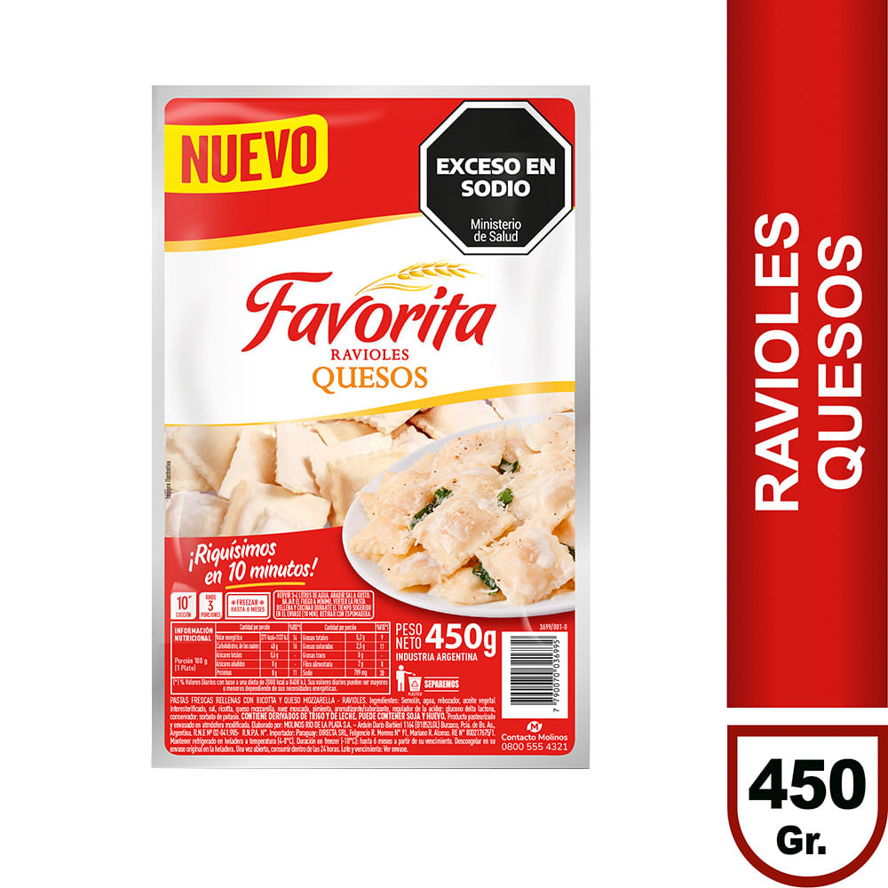 Ravioles de queso Favorita 450 g. - imagen del producto