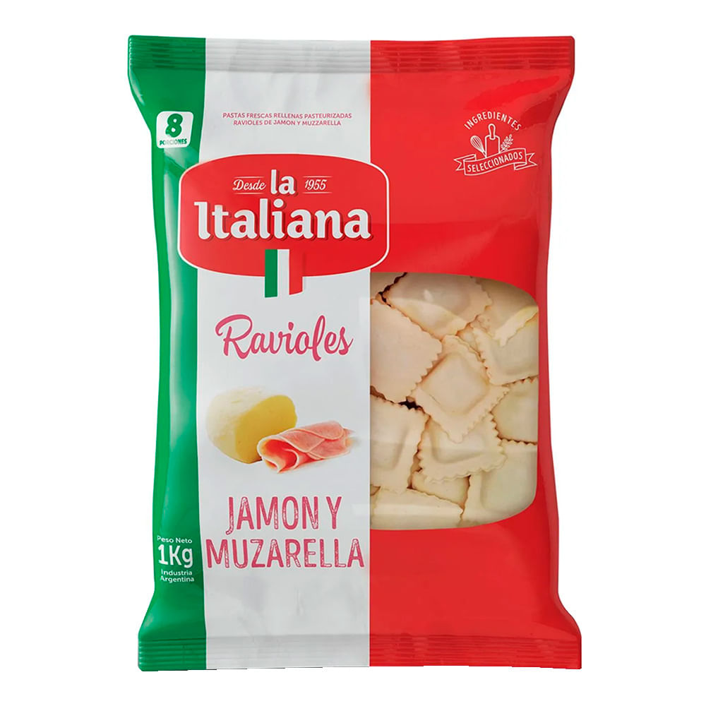 Ravioles La Italiana Ricota, Jamon Y Mozarella X1kg - imagen del producto