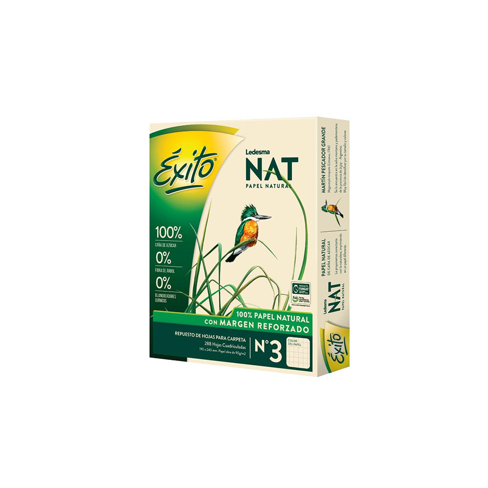 Repuesto Escolar N°3 Natural 288 Hojas Cuadriculadas Ledesma - imagen del producto