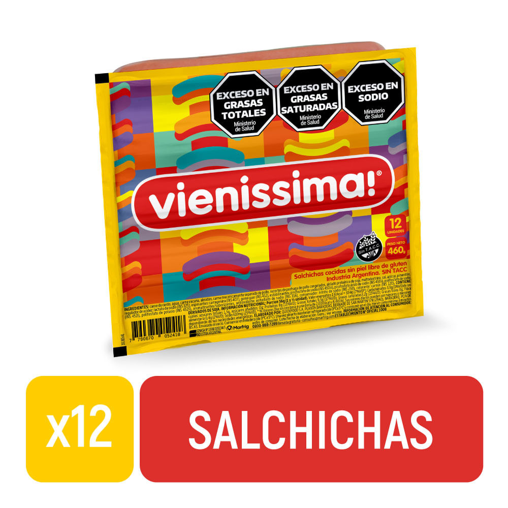 Salchichas Frescas x 12 Un 460 Grs Vienissima - imagen del producto