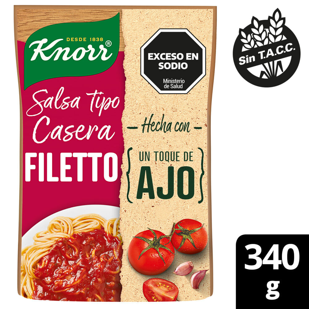 Salsa de Tomate Sabor Filetto 340 Grs Knorr - imagen del producto