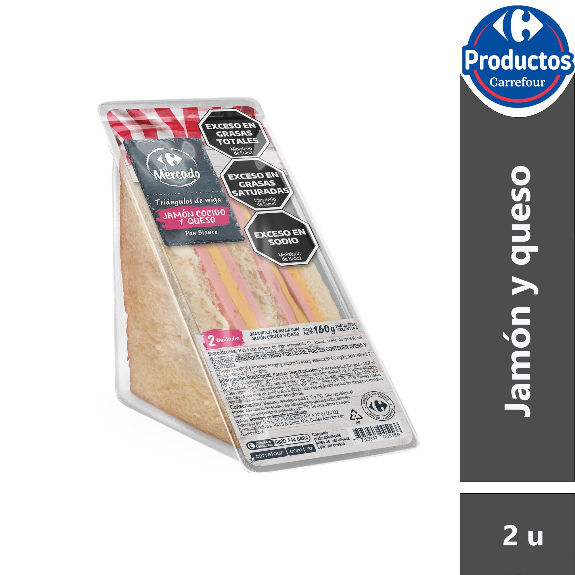 Sandwich triple de miga JyQ El Mercado 2 uni - imagen del producto