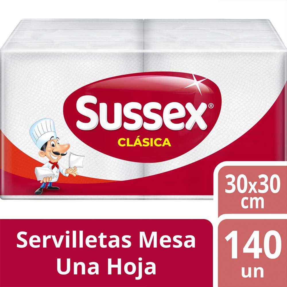 Servilletas de Papel Hoja Simple 30x30 Cm x 140 Un Sussex - imagen del producto