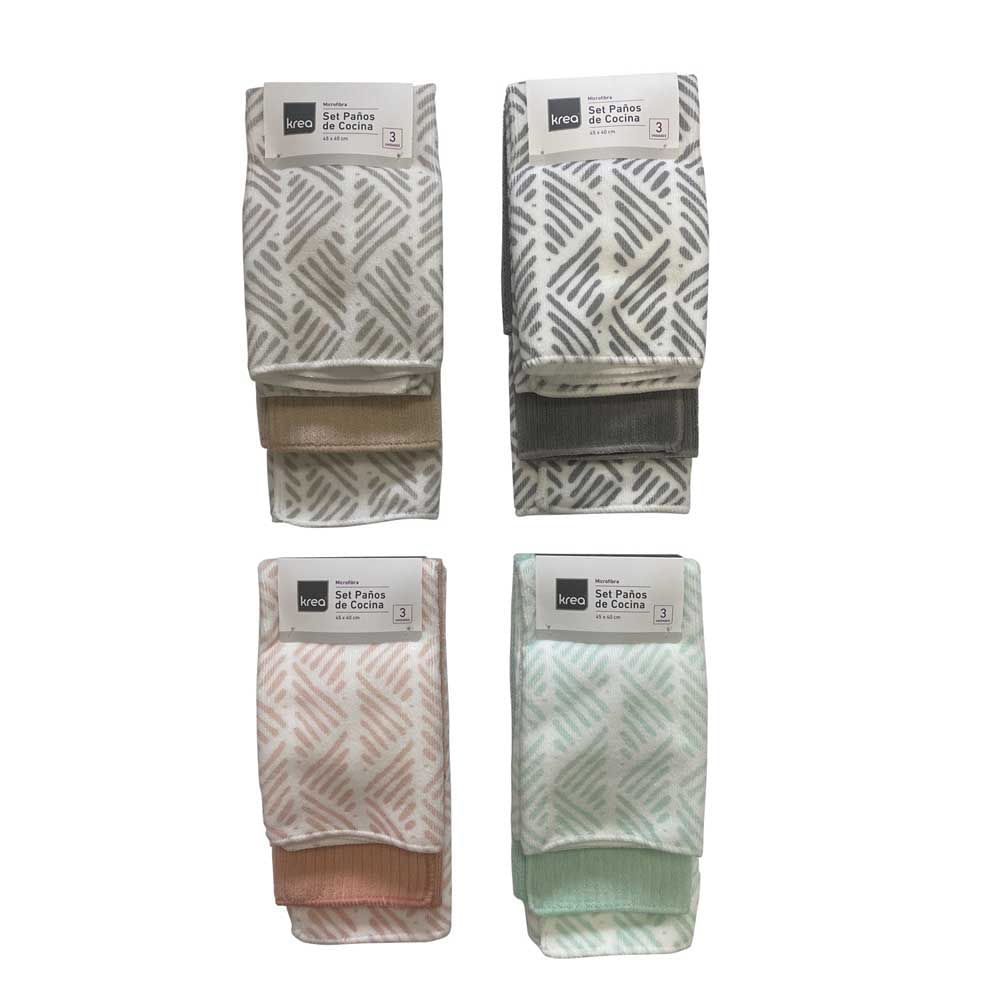Paños Multiusos Microfibra 45 x 40 Cm x 3 Un Krea - imagen del producto