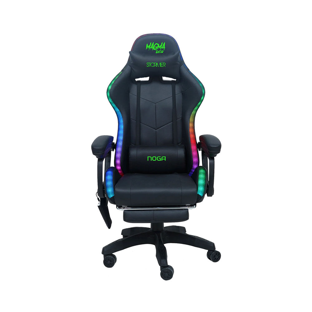 Silla Gamer Rgb Negra Con Apoya Piernas Masajes Magma Rgb Noga - imagen del producto