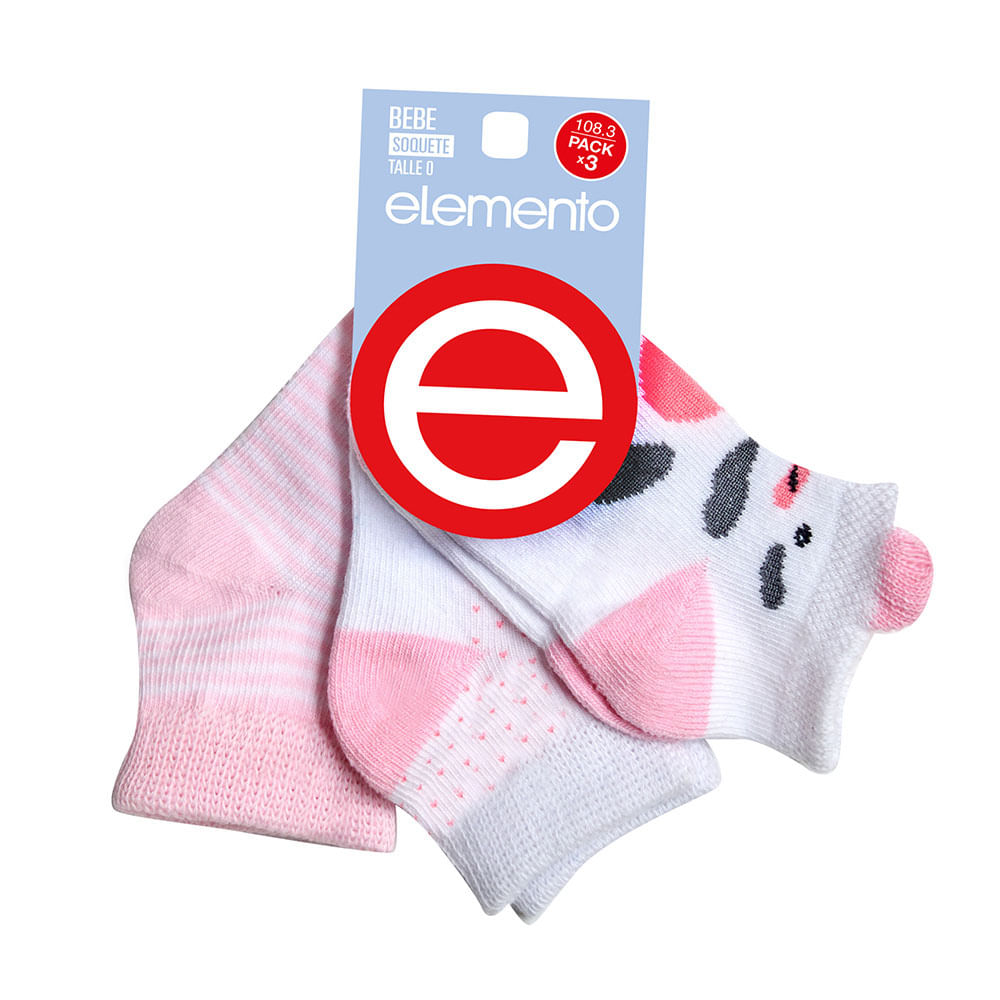 Medias Soquete Niña Estampado x 3 Un Talle 0 Elemento - imagen del producto