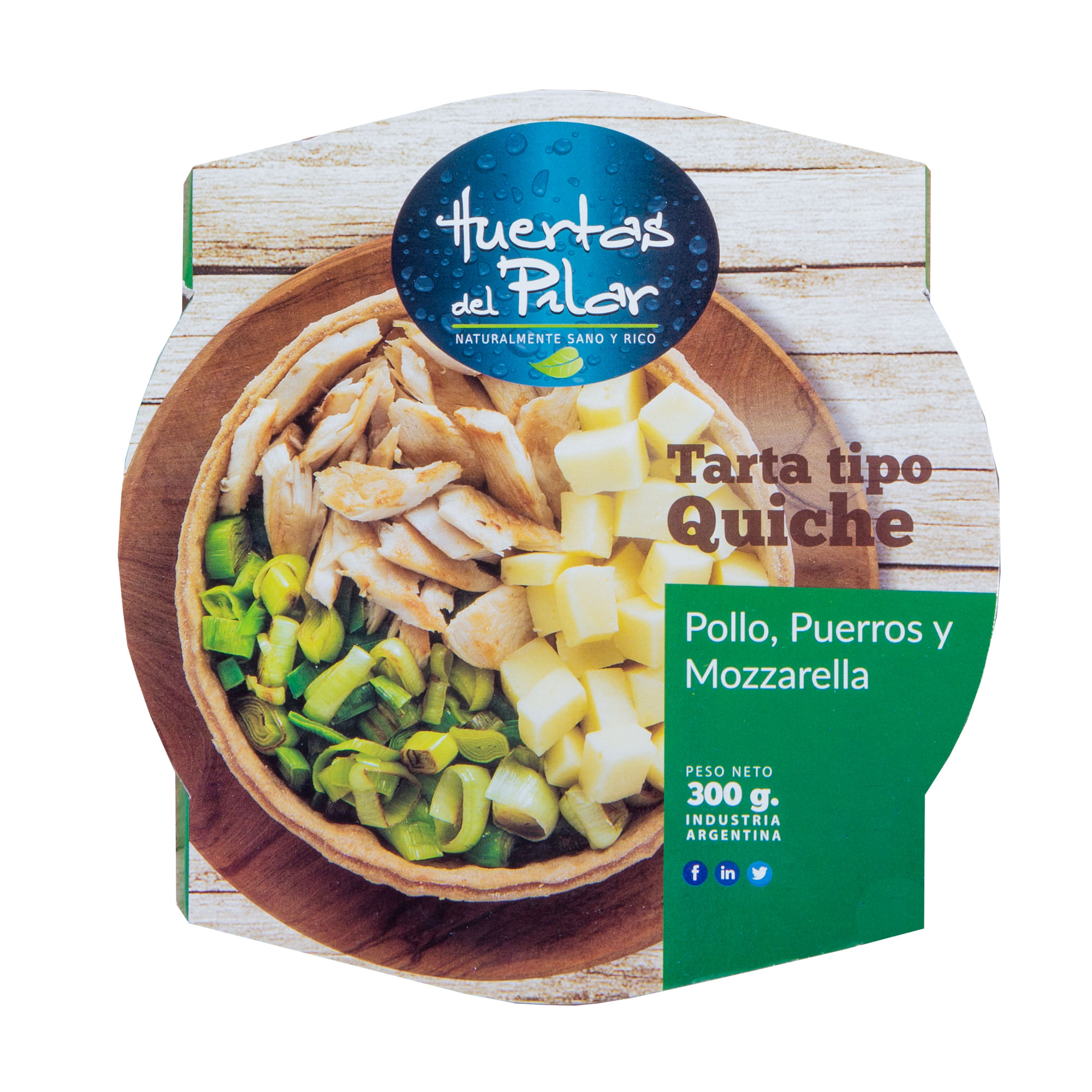 Tarta quiche pollo, puerros y mozzarella Huertas del Pilar 300 g. - imagen del producto