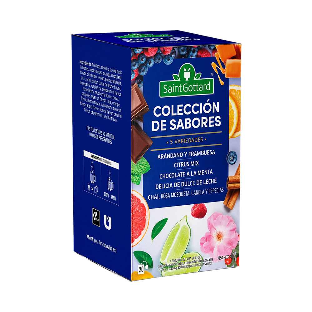 Té Hierbas Premium Colección de Sabores 40 Grs x 20 Un Saint Gottard - imagen del producto