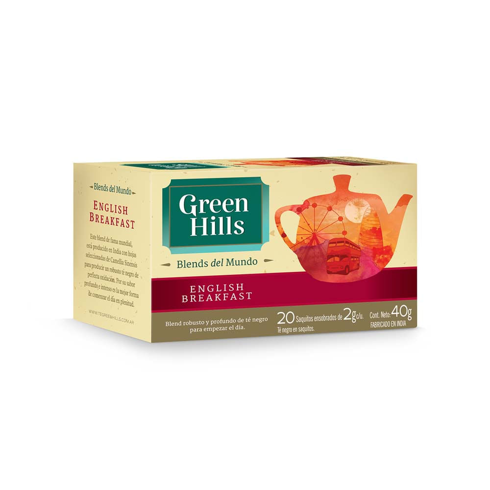 Té Negro Sabor English Breakfast 40 Grs x 20 Un Green Hills - imagen del producto