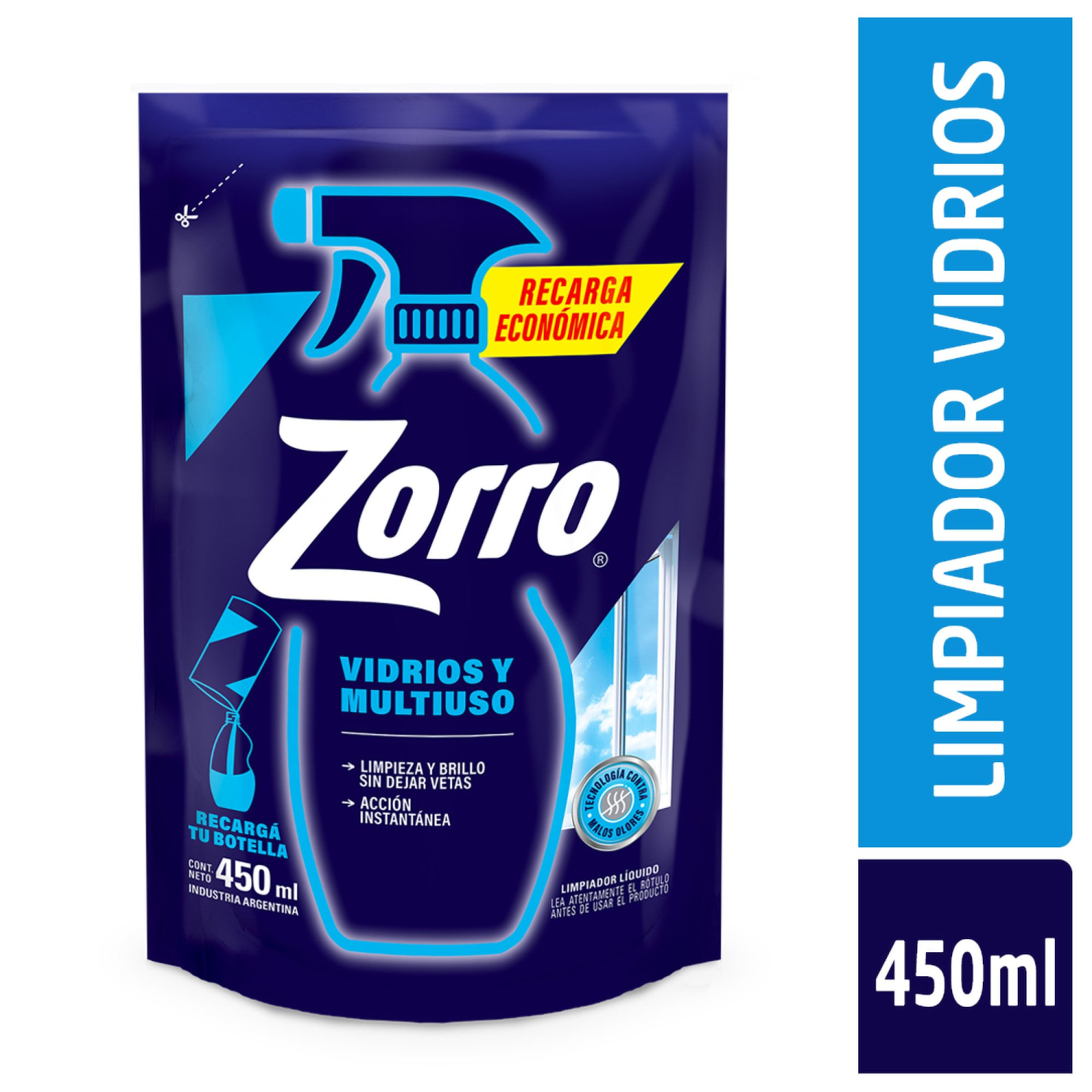 Zorro Pequeñas Superficies Vidrios 450 ml - imagen del producto